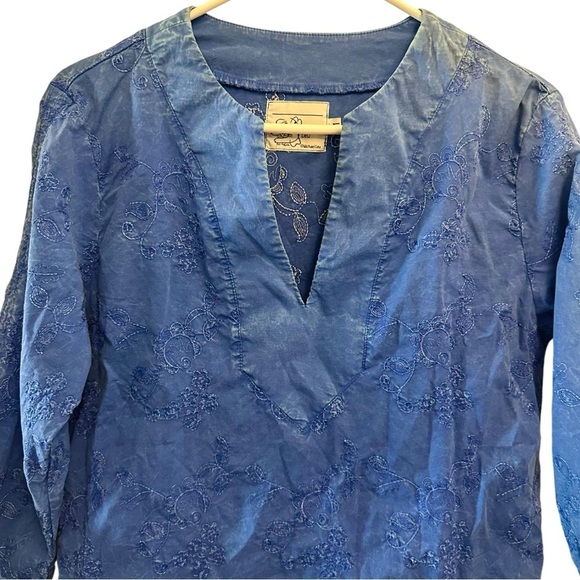 Michael Leu Embroidered Tunic Top M - Picture 3 of 5